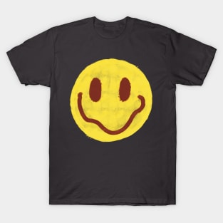 Yellow and Maroon Vintage Smiley Face T-Shirt